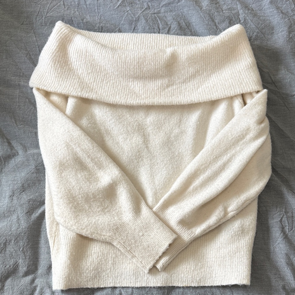 H&M Off-Shoulder Cream Sweater